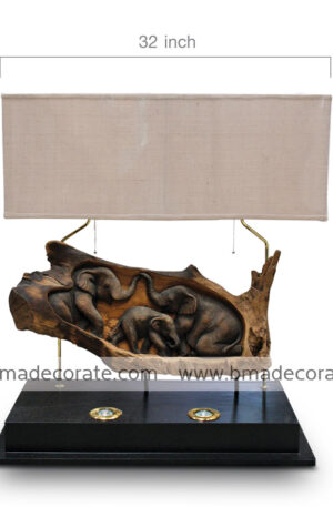elephant Wood Carving Lamp