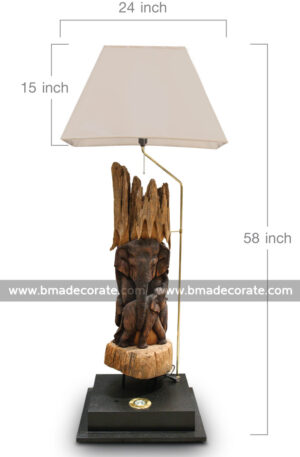 elephant Wood Carving Lamp
