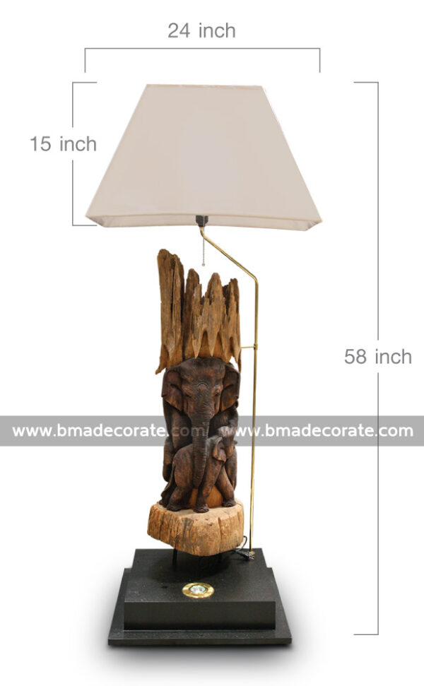 elephant Wood Carving Lamp
