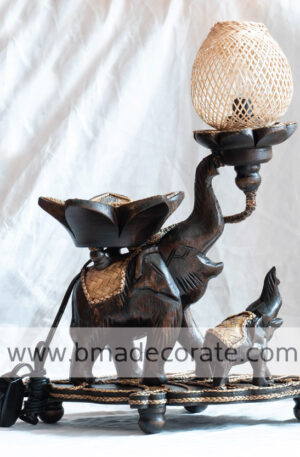 Elephant wood carving lamp